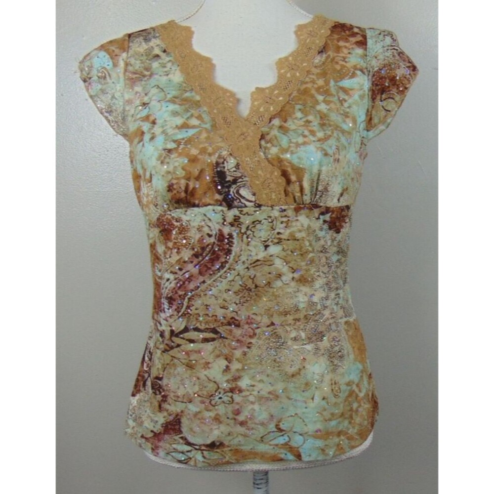 Y2k Moa Moa Babydoll Top XL Fairy Grunge Lace Sequins Mesh Goblincore 90's